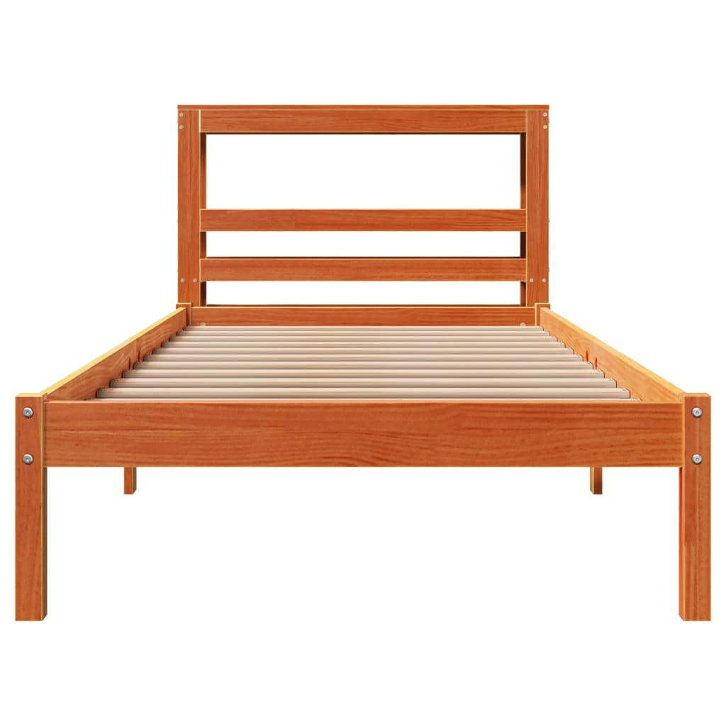 Cadre de lit et tête de lit sans matelas cire marron 100x200 cm - XIOS