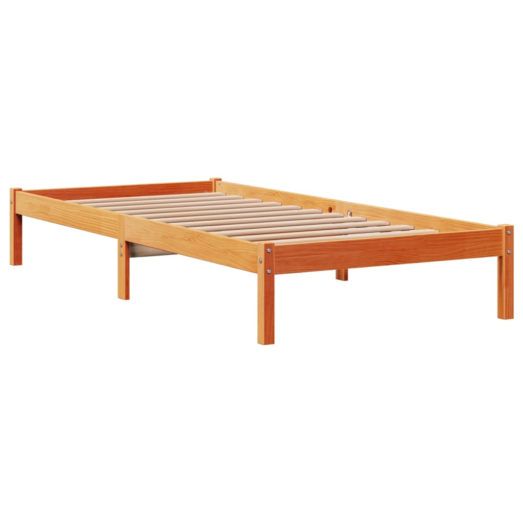 Cadre de lit et tête de lit sans matelas cire marron 100x200 cm - XIOS