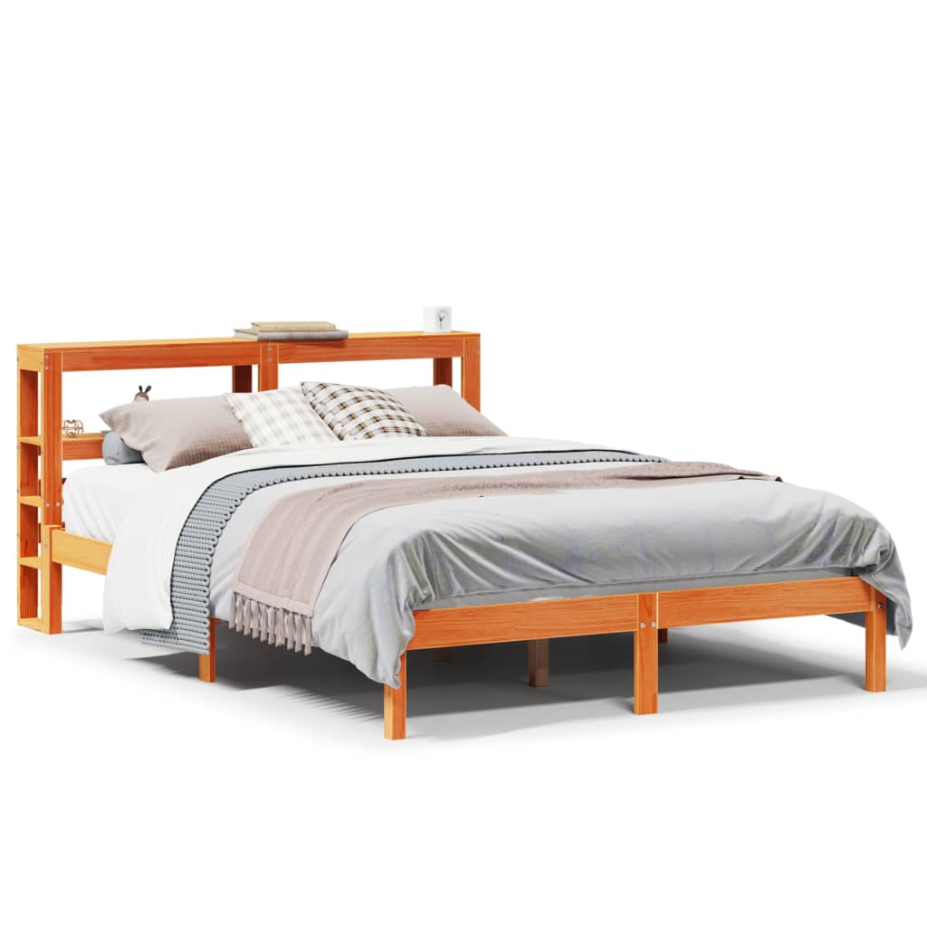 Cadre de lit et tête de lit sans matelas cire marron 140x200 cm - XIOS