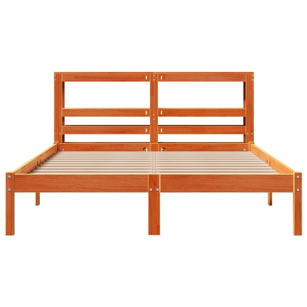 Cadre de lit et tête de lit sans matelas cire marron 140x200 cm - XIOS