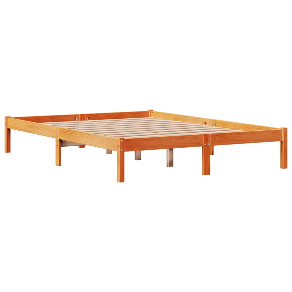 Cadre de lit et tête de lit sans matelas cire marron 140x200 cm - XIOS