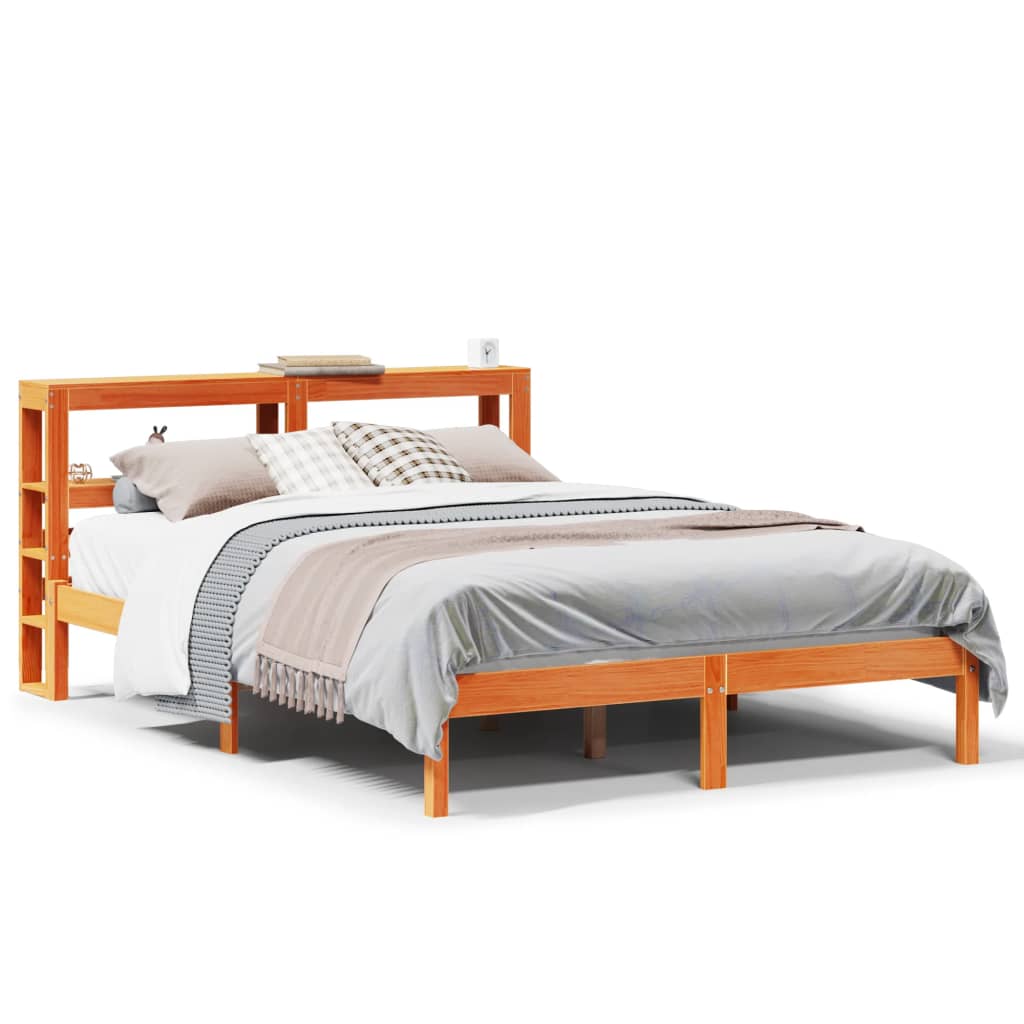 Cadre de lit et tête de lit sans matelas cire marron 150x200 cm - XIOS