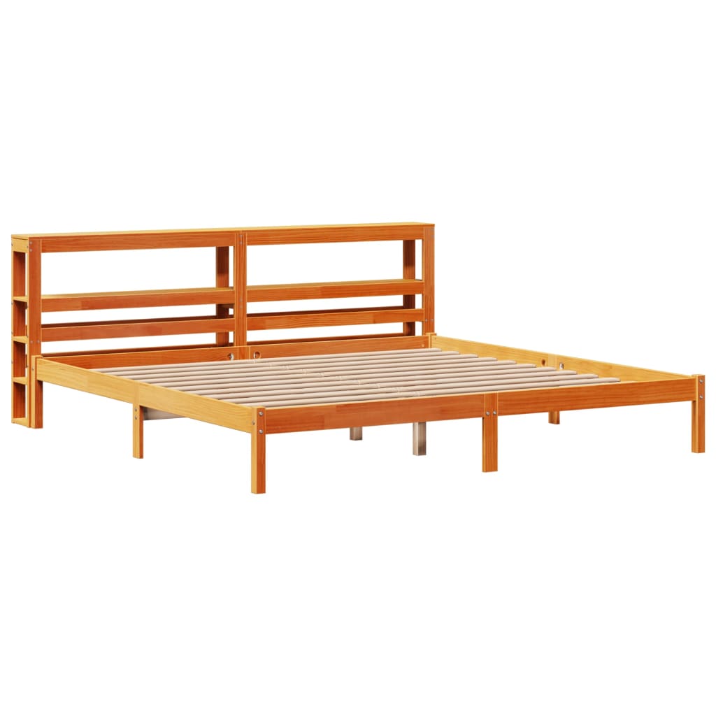 Cadre de lit et tête de lit sans matelas cire marron 200x200 cm - XIOS
