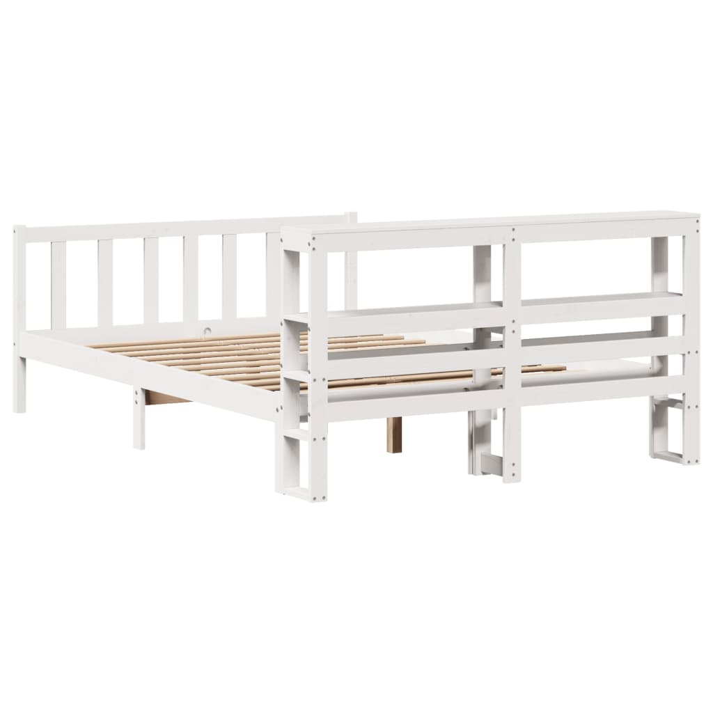 Cadre de lit sans matelas blanc 150x200 cm bois de pin massif - XIOS