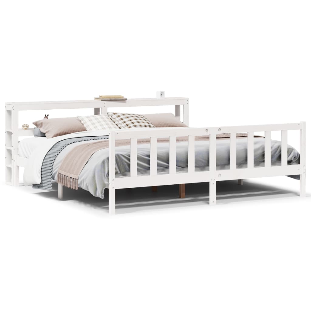 Cadre de lit sans matelas blanc 180x200 cm bois massif de pin - XIOS