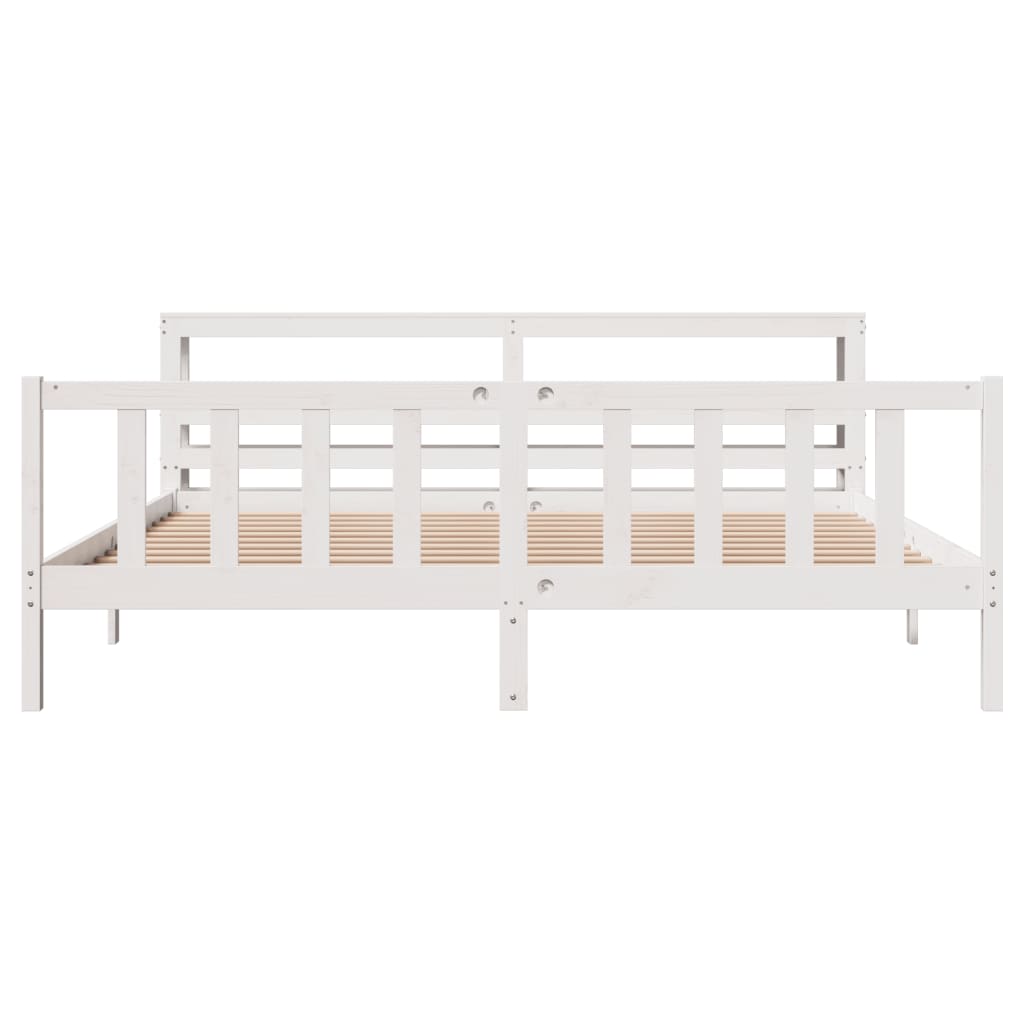 Cadre de lit sans matelas blanc 200x200 cm bois massif de pin - XIOS