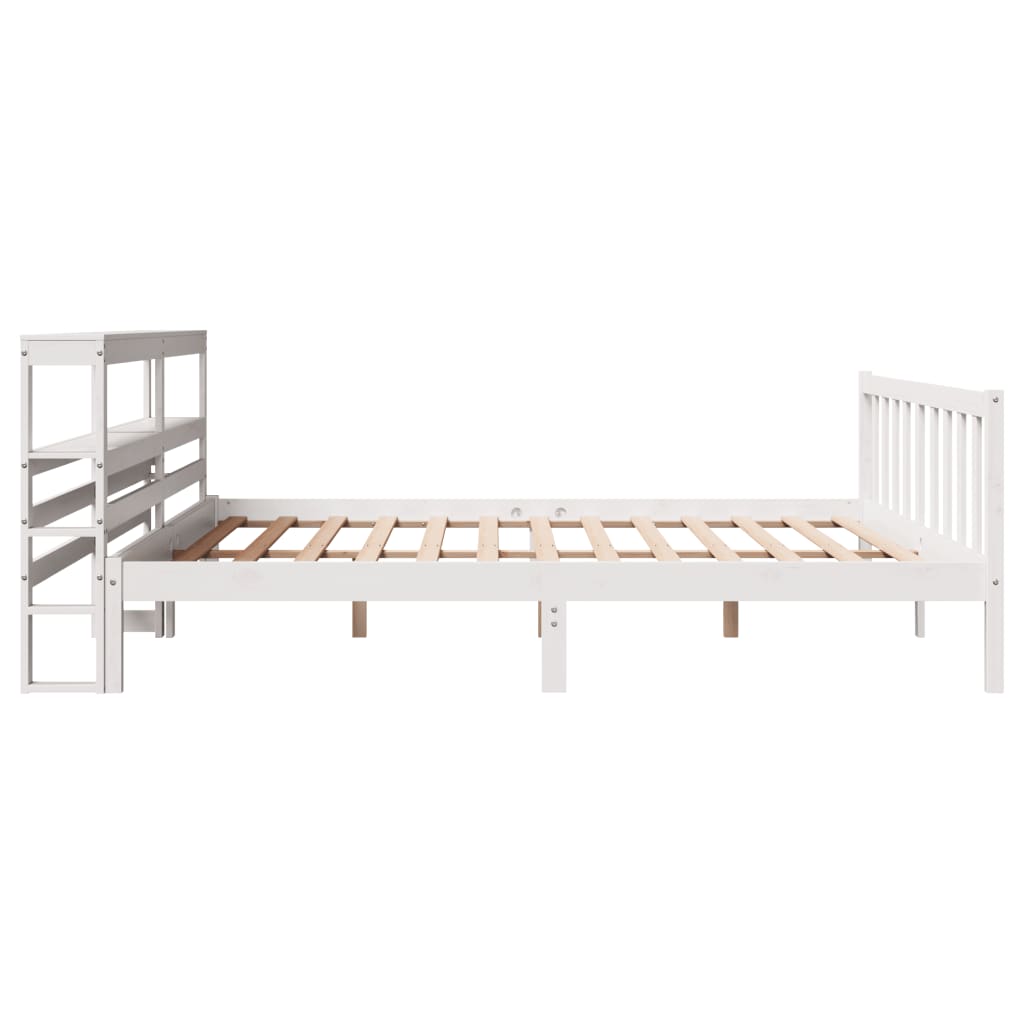Cadre de lit sans matelas blanc 200x200 cm bois massif de pin - XIOS