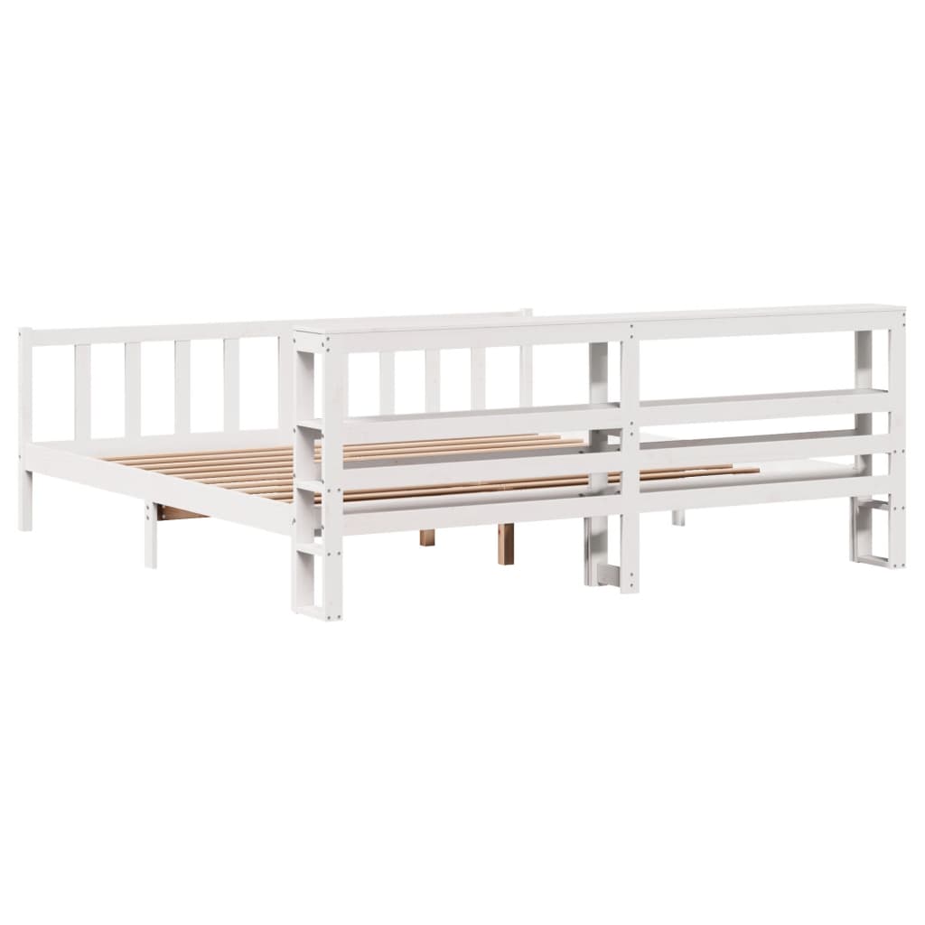 Cadre de lit sans matelas blanc 200x200 cm bois massif de pin - XIOS