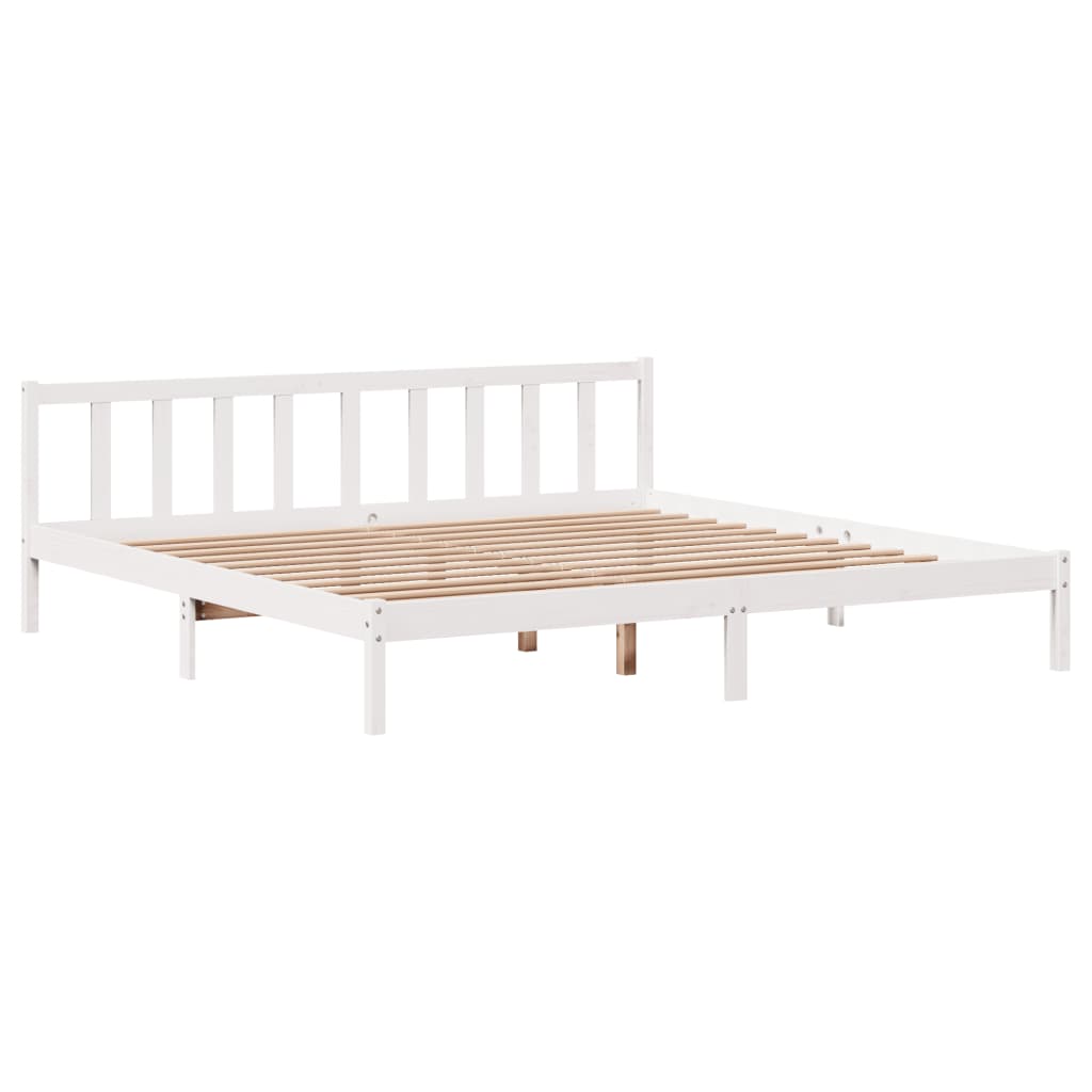 Cadre de lit sans matelas blanc 200x200 cm bois massif de pin - XIOS
