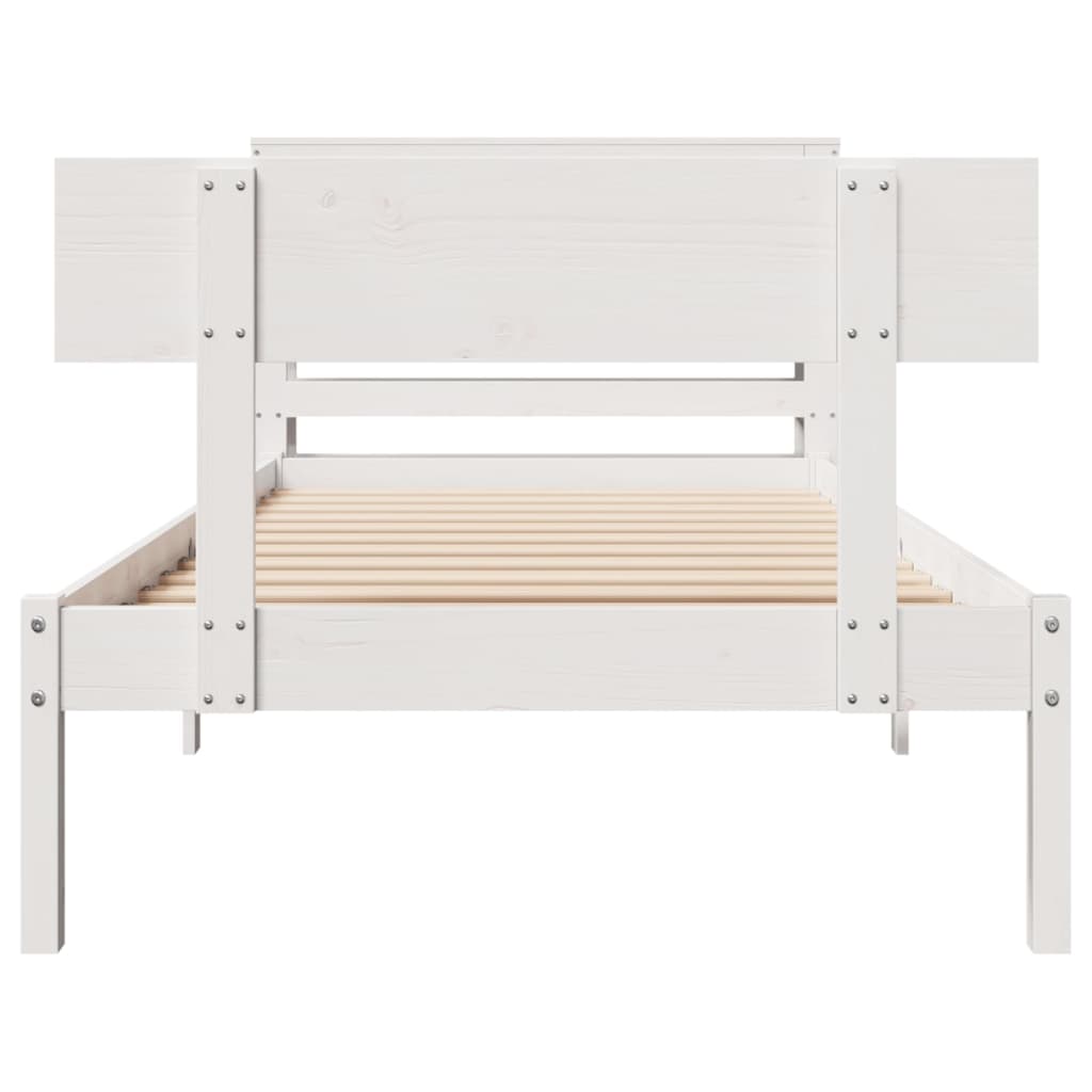 Cadre de lit sans matelas blanc 90x190 cm bois de pin massif - XIOS