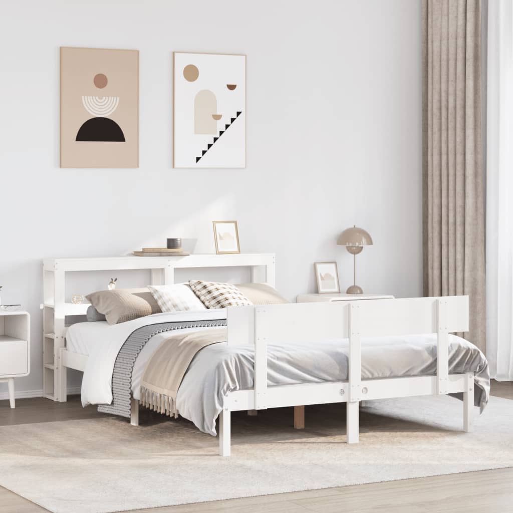Cadre de lit sans matelas blanc 120x190 cm bois de pin massif - XIOS