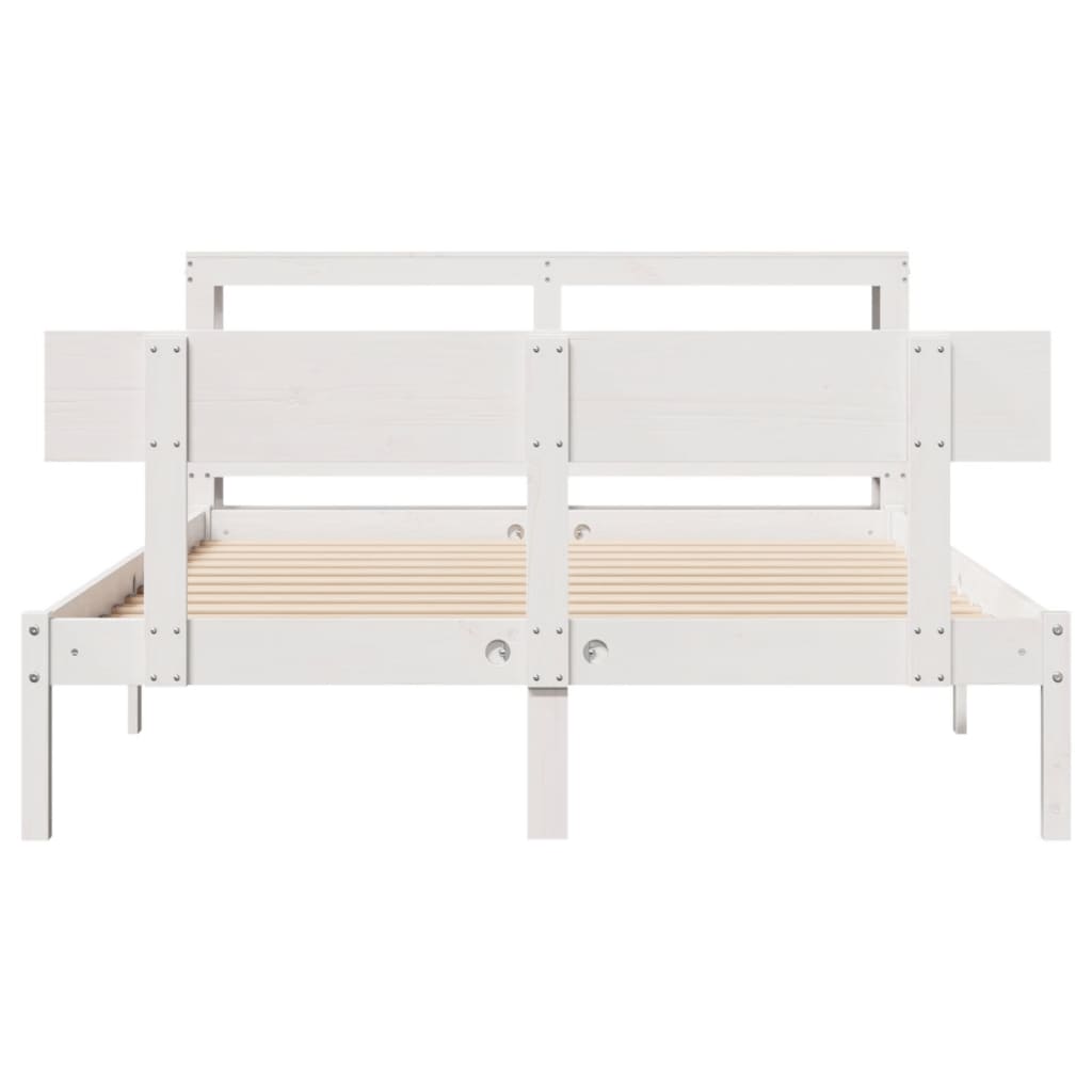 Cadre de lit sans matelas blanc 140x190 cm bois de pin massif - XIOS