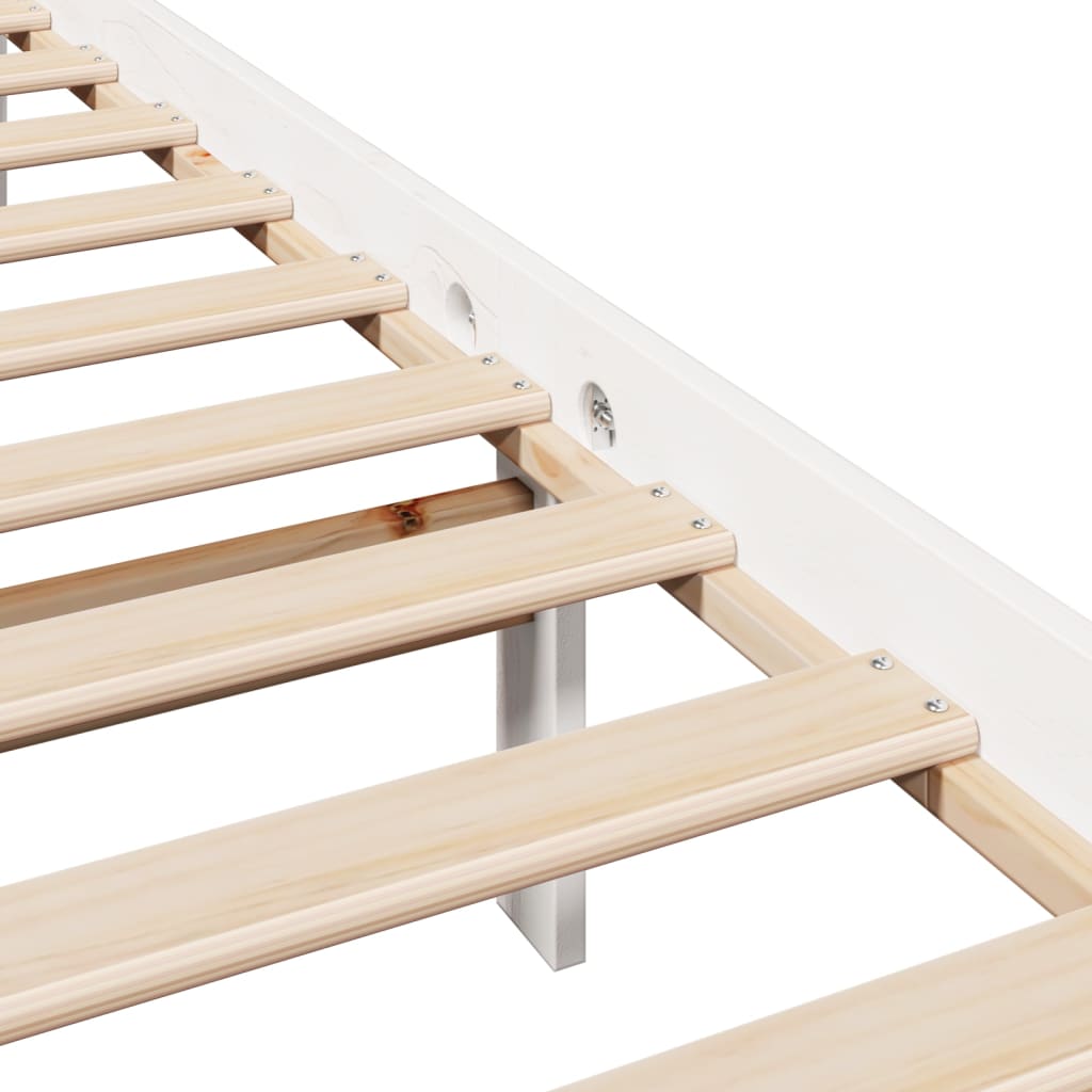 Cadre de lit sans matelas blanc 140x190 cm bois de pin massif - XIOS