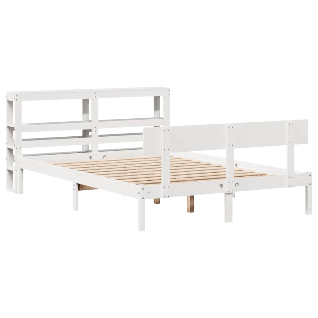 Cadre de lit sans matelas blanc 120x200 cm bois de pin massif - XIOS