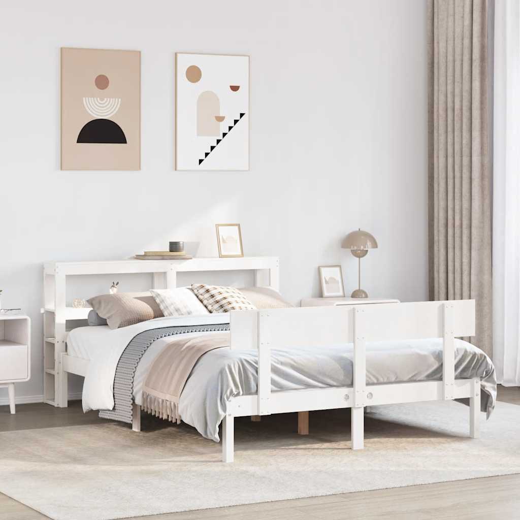 Cadre de lit sans matelas blanc 120x200 cm bois de pin massif - XIOS