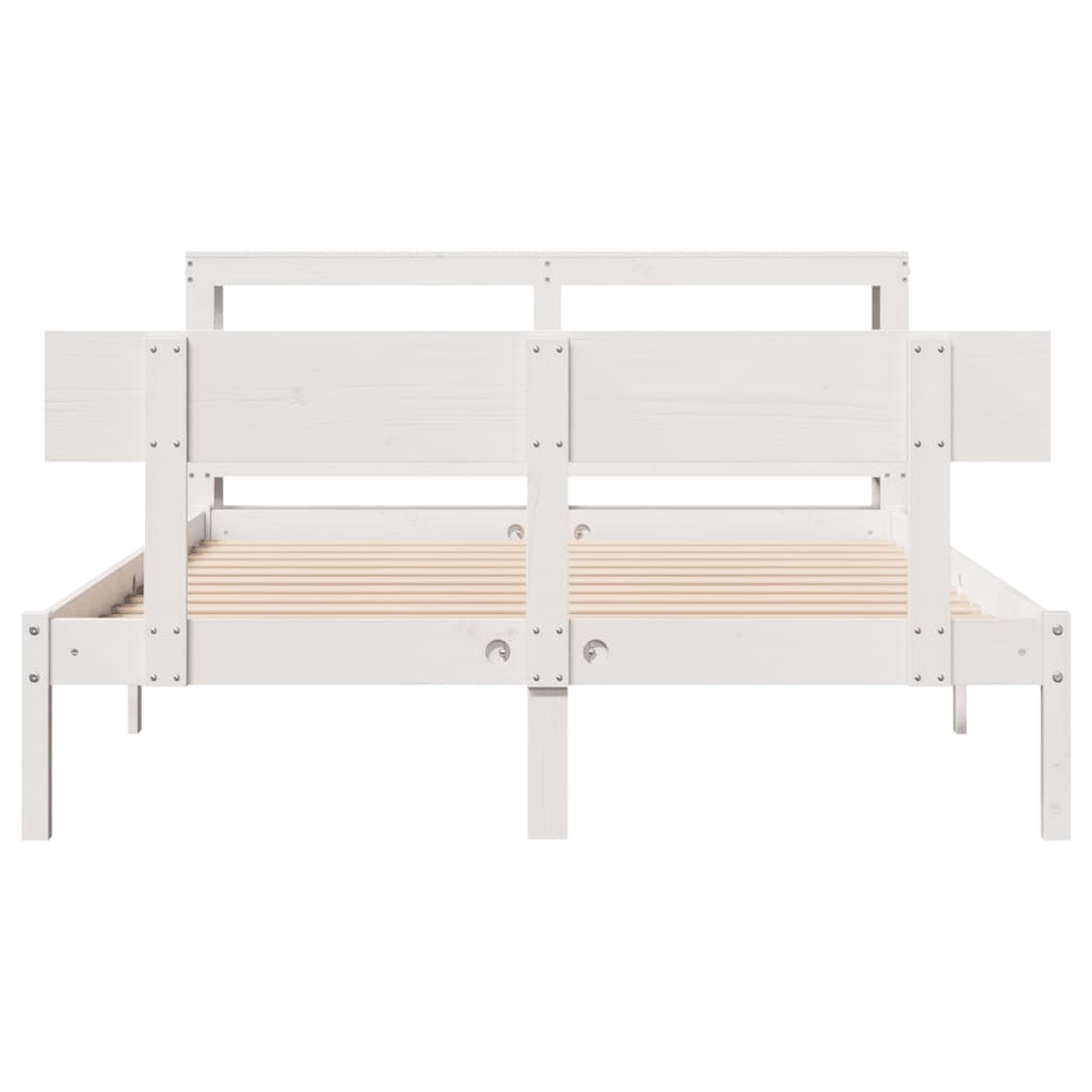 Cadre de lit sans matelas blanc 140x200 cm bois de pin massif - XIOS
