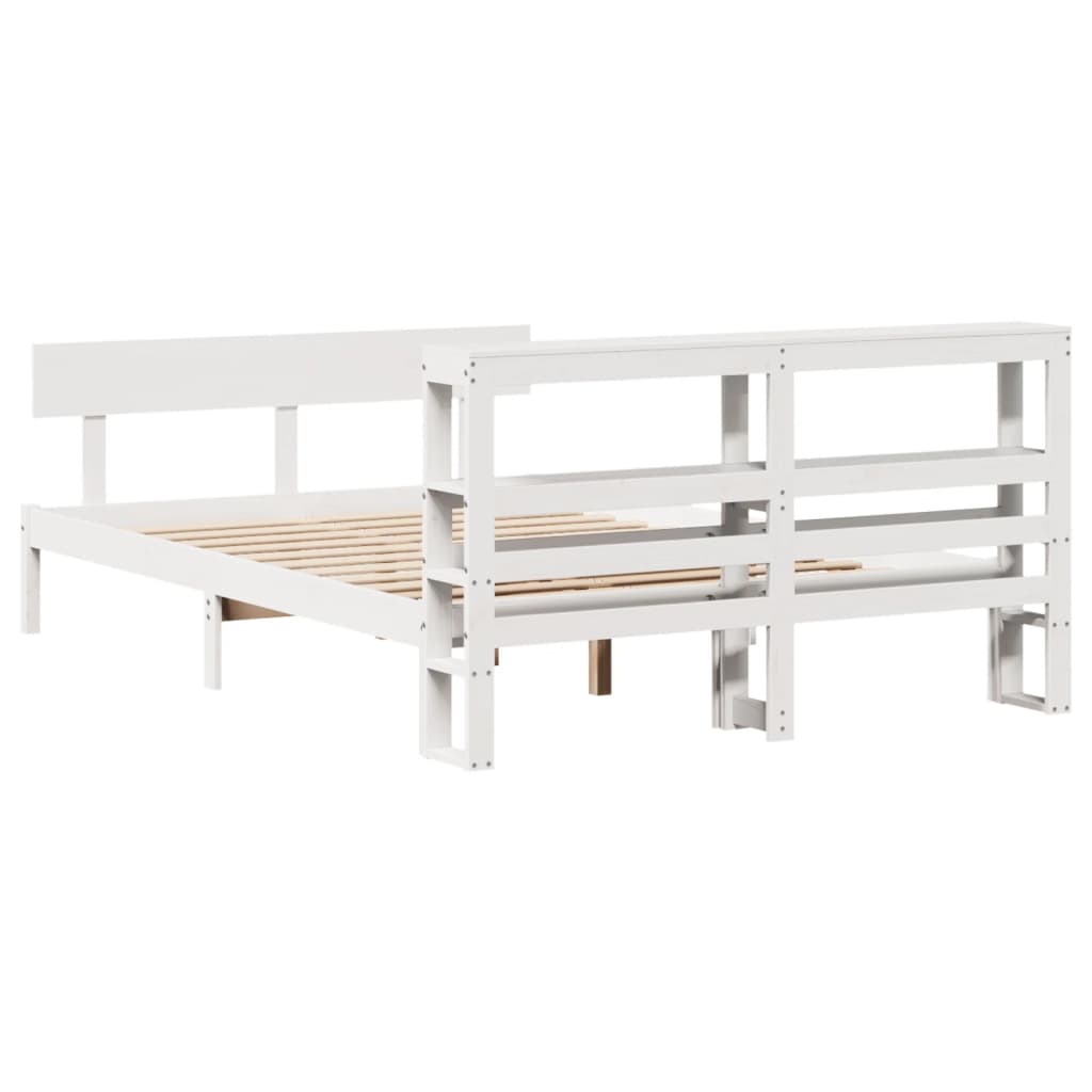 Cadre de lit sans matelas blanc 140x200 cm bois de pin massif - XIOS