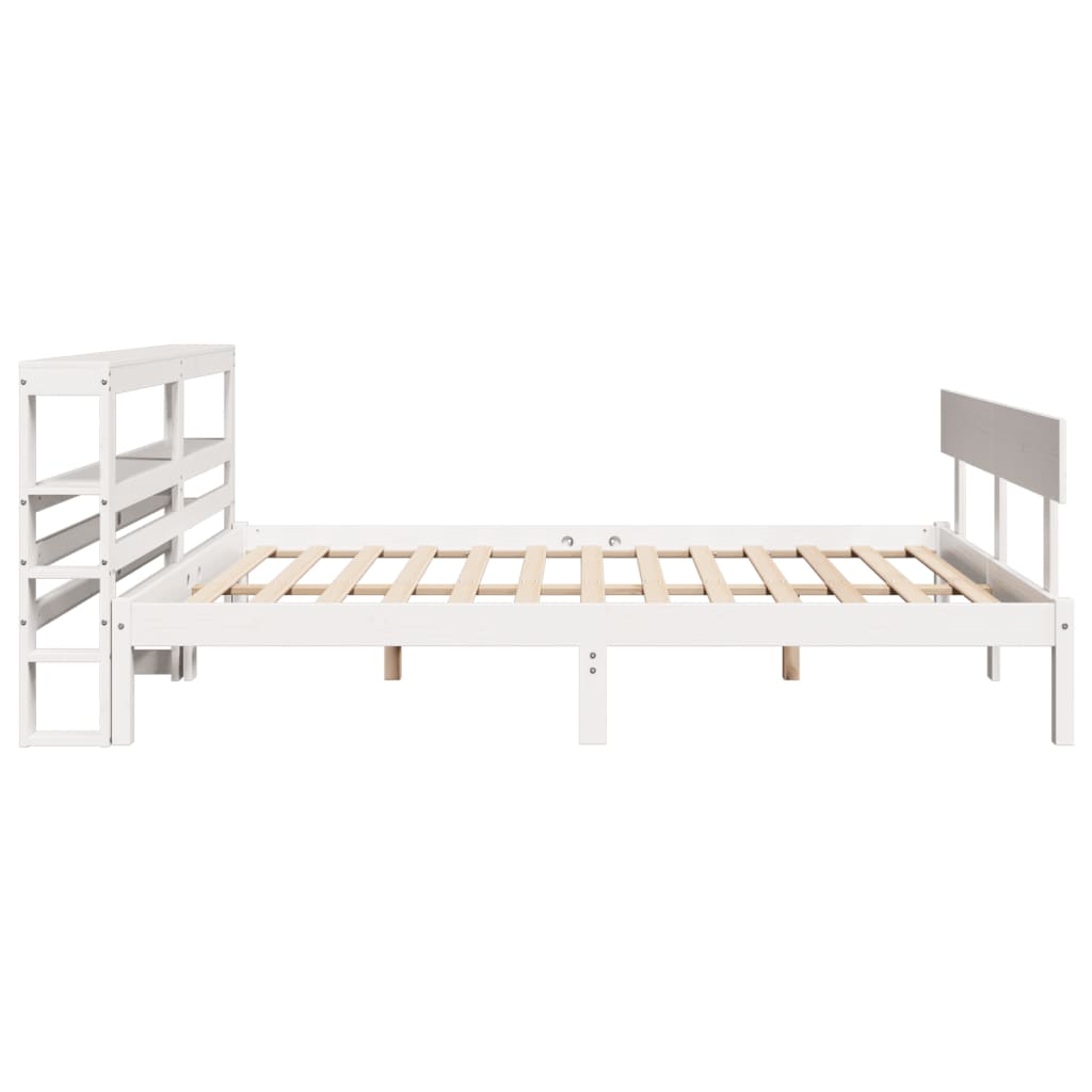 Cadre de lit sans matelas blanc 150x200 cm bois de pin massif - XIOS