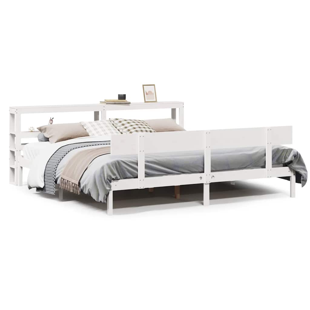 Cadre de lit sans matelas blanc 180x200 cm bois massif de pin