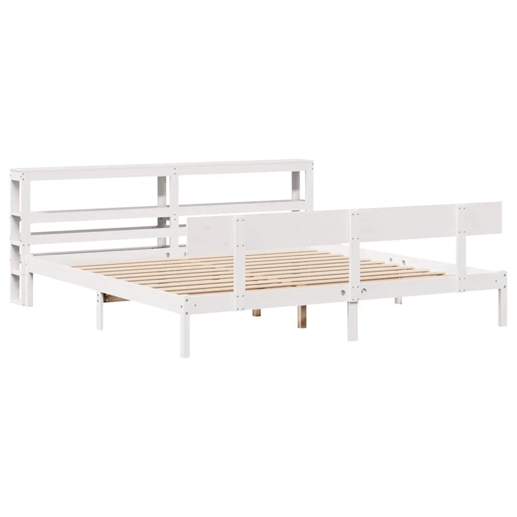 Cadre de lit sans matelas blanc 180x200 cm bois massif de pin - XIOS
