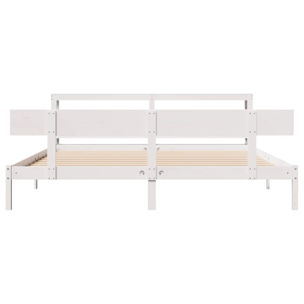 Cadre de lit sans matelas blanc 180x200 cm bois massif de pin - XIOS