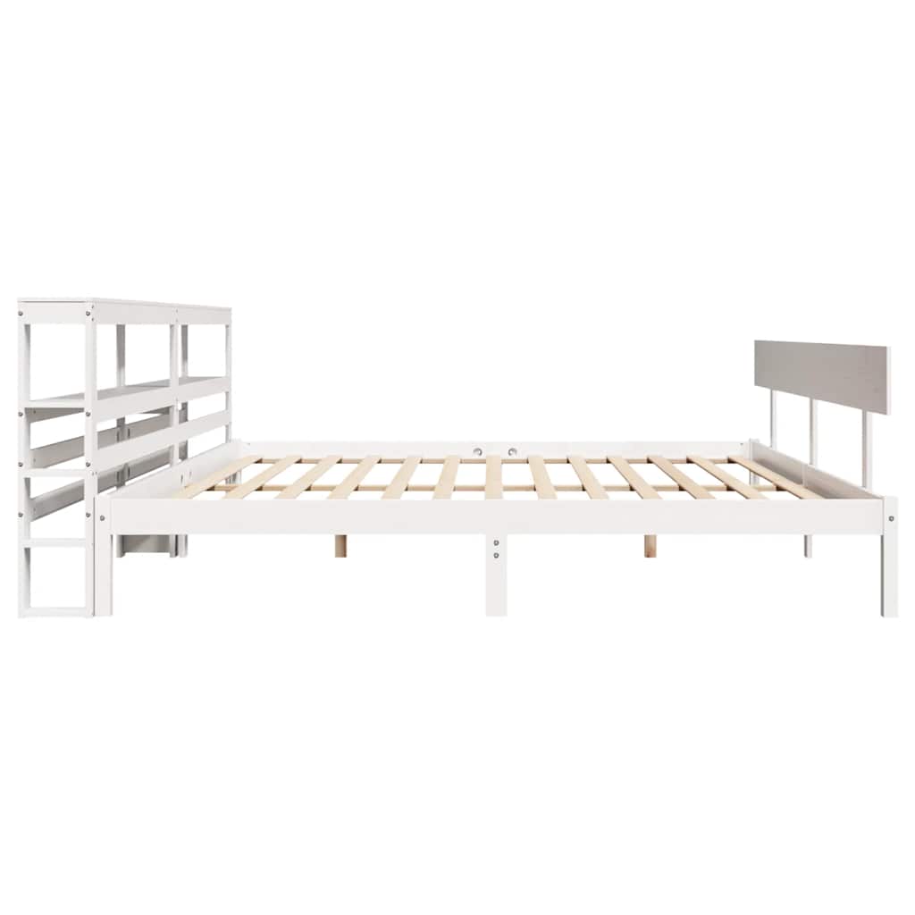 Cadre de lit sans matelas blanc 180x200 cm bois massif de pin - XIOS