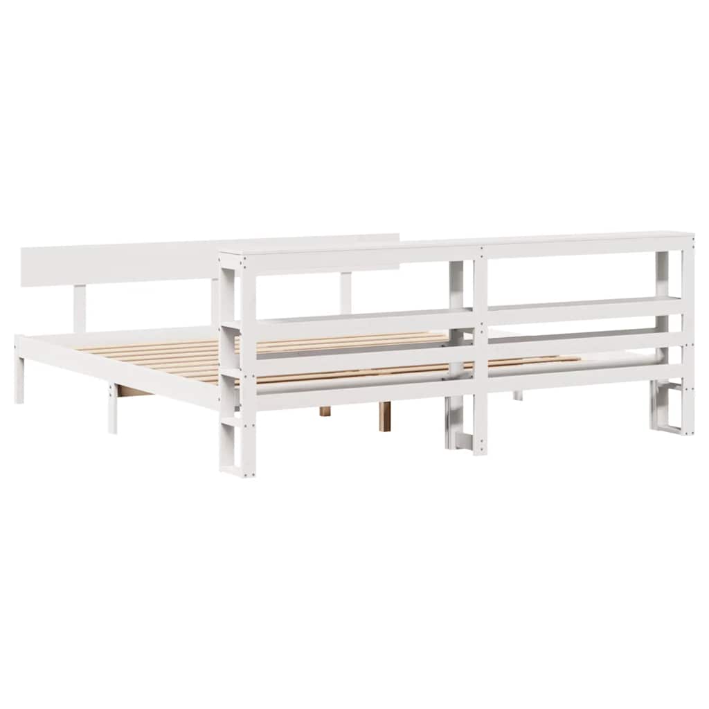 Cadre de lit sans matelas blanc 180x200 cm bois massif de pin - XIOS