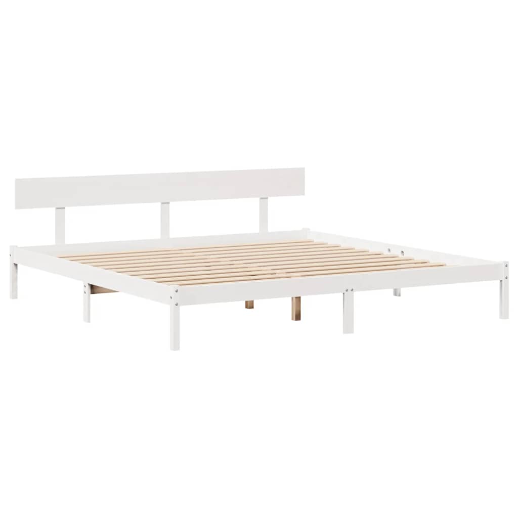 Cadre de lit sans matelas blanc 180x200 cm bois massif de pin - XIOS