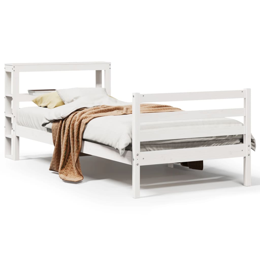 Cadre de lit sans matelas blanc 90x200 cm bois de pin massif - XIOS
