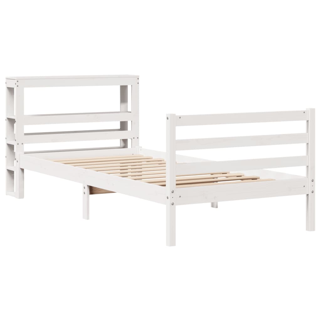 Cadre de lit sans matelas blanc 90x200 cm bois de pin massif - XIOS