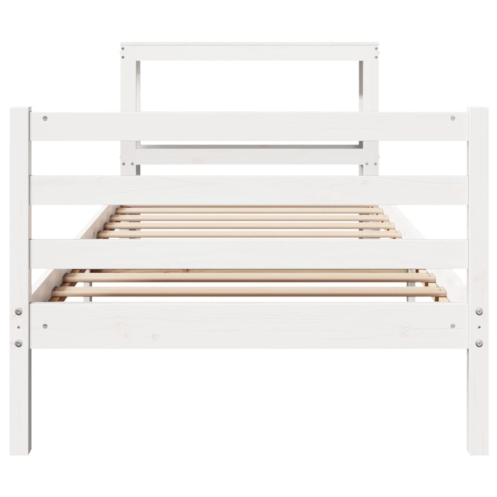 Cadre de lit sans matelas blanc 90x200 cm bois de pin massif - XIOS