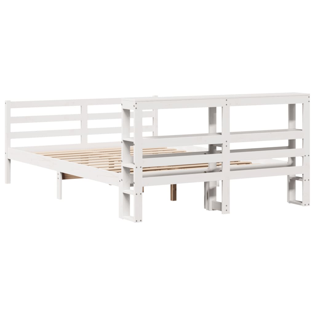Cadre de lit sans matelas blanc 120x200 cm bois de pin massif - XIOS