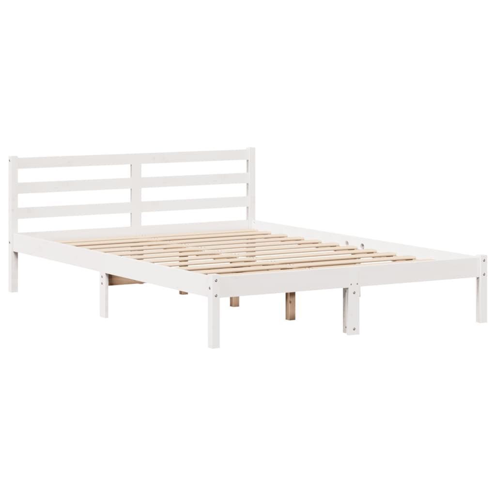 Cadre de lit sans matelas blanc 120x200 cm bois de pin massif - XIOS