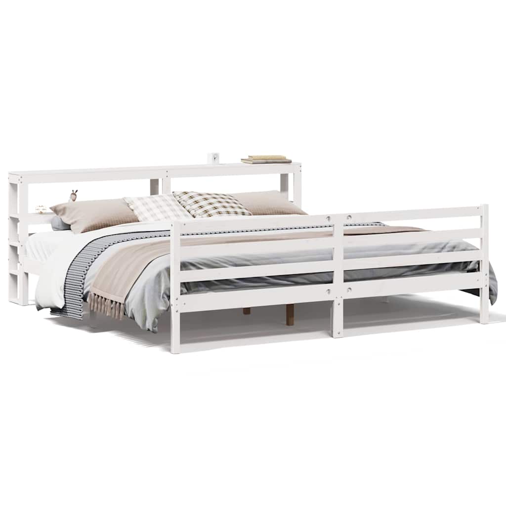 Cadre de lit sans matelas blanc 200x200 cm bois massif de pin - XIOS