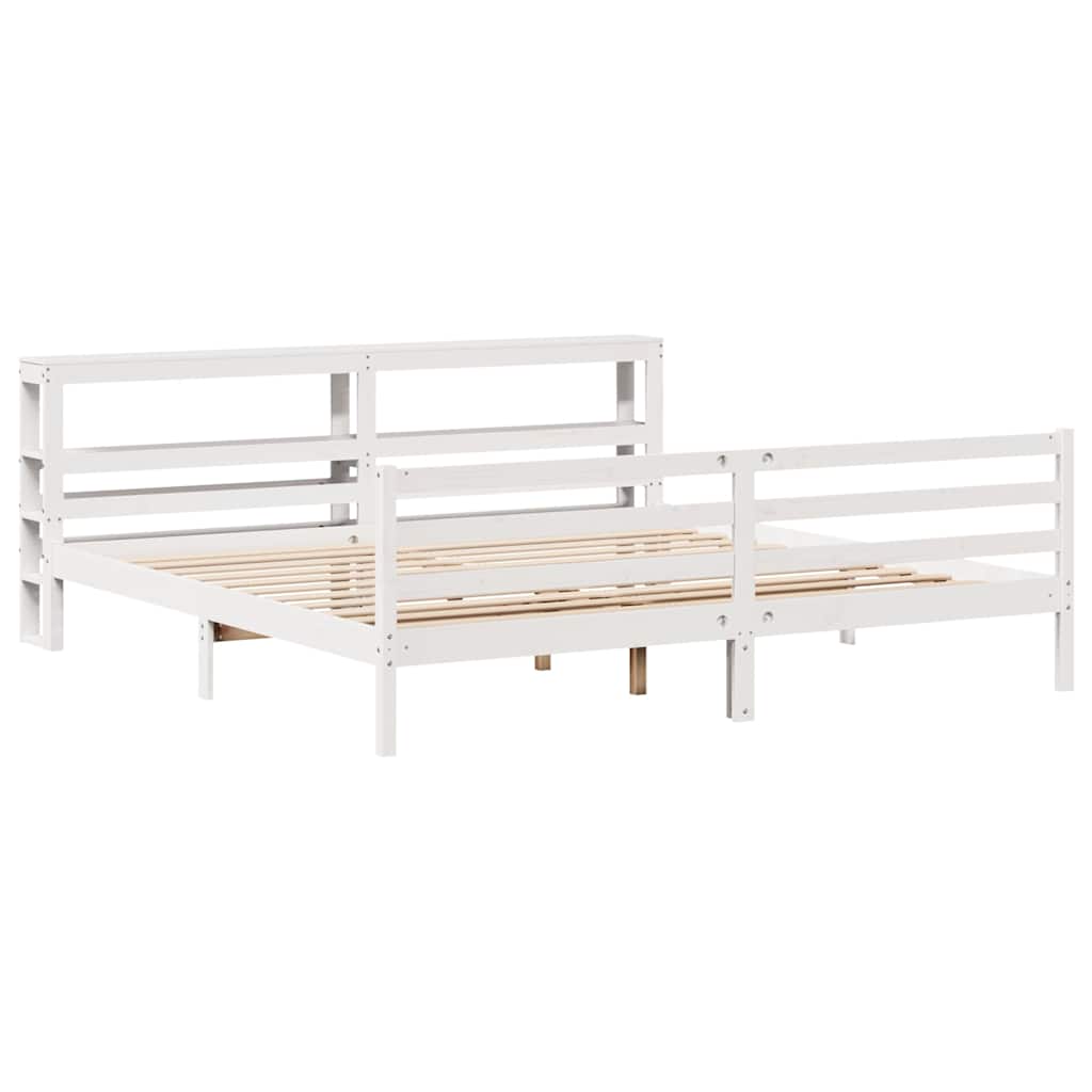 Cadre de lit sans matelas blanc 200x200 cm bois massif de pin - XIOS