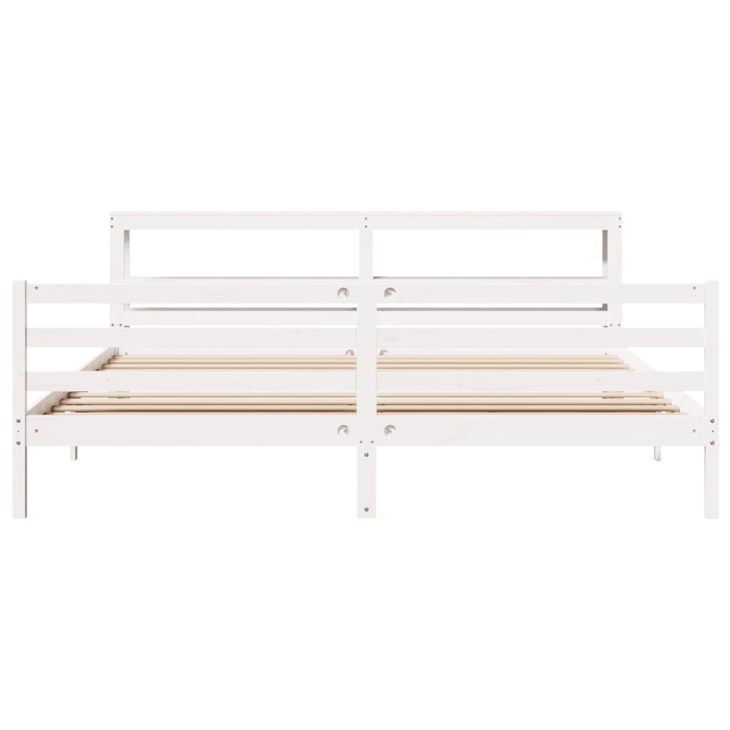 Cadre de lit sans matelas blanc 200x200 cm bois massif de pin - XIOS