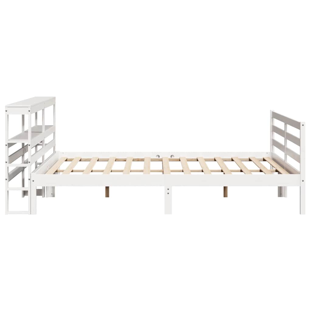 Cadre de lit sans matelas blanc 200x200 cm bois massif de pin - XIOS