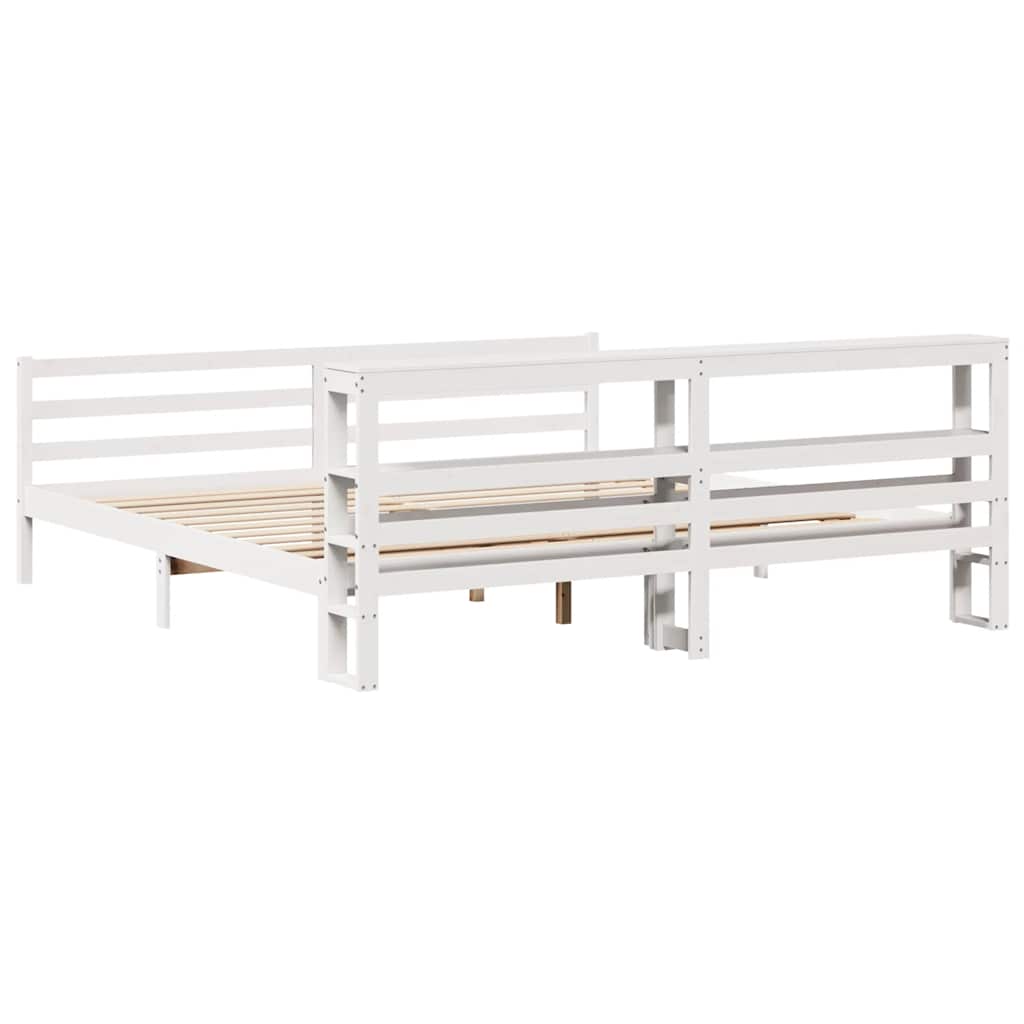 Cadre de lit sans matelas blanc 200x200 cm bois massif de pin - XIOS
