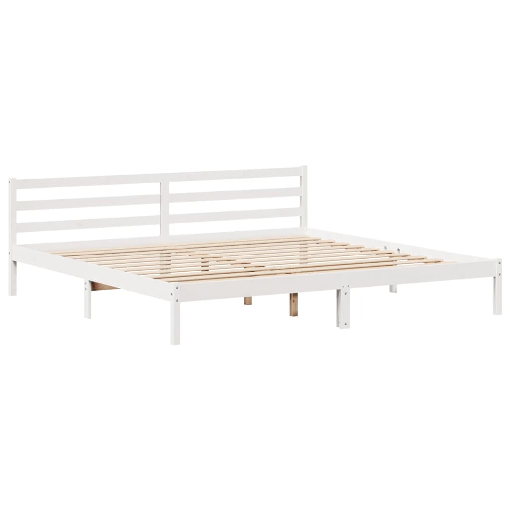 Cadre de lit sans matelas blanc 200x200 cm bois massif de pin - XIOS