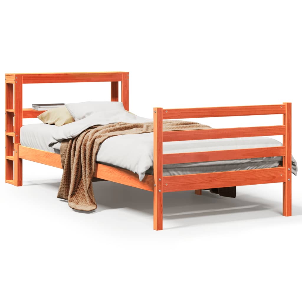 Cadre de lit sans matelas cire marron 90x200 cm bois pin massif - XIOS