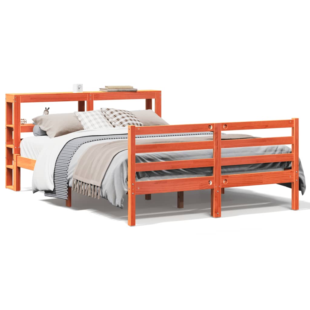 Cadre de lit sans matelas cire marron 150x200cm bois pin massif - XIOS