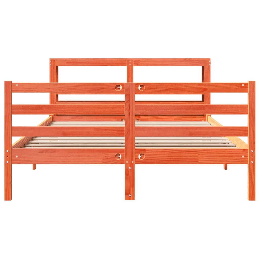 Cadre de lit sans matelas cire marron 150x200cm bois pin massif - XIOS