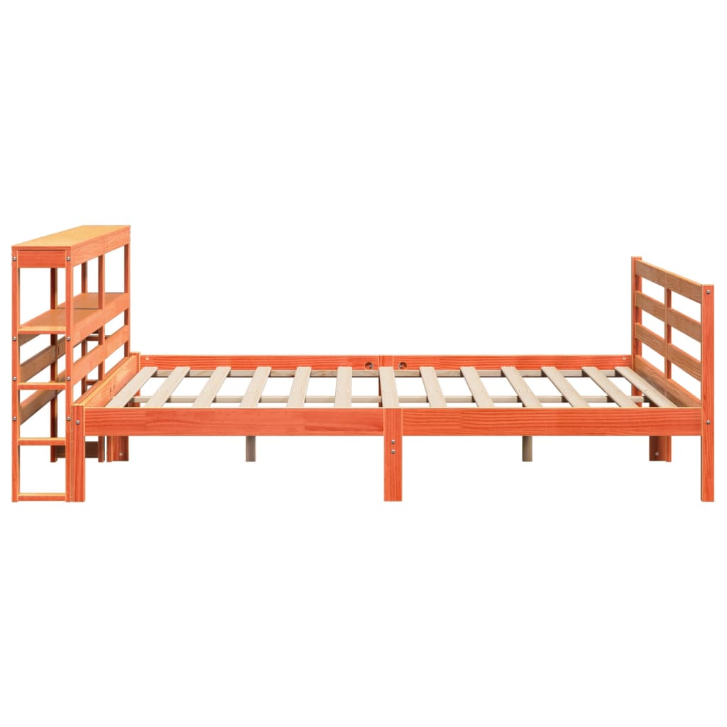 Cadre de lit sans matelas cire marron 200x200cm bois pin massif - XIOS