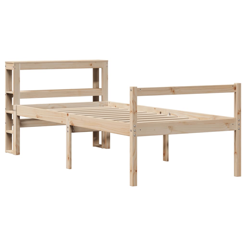 Lit pour personne âgée et tête de lit 75x190 cm bois pin massif - XIOS