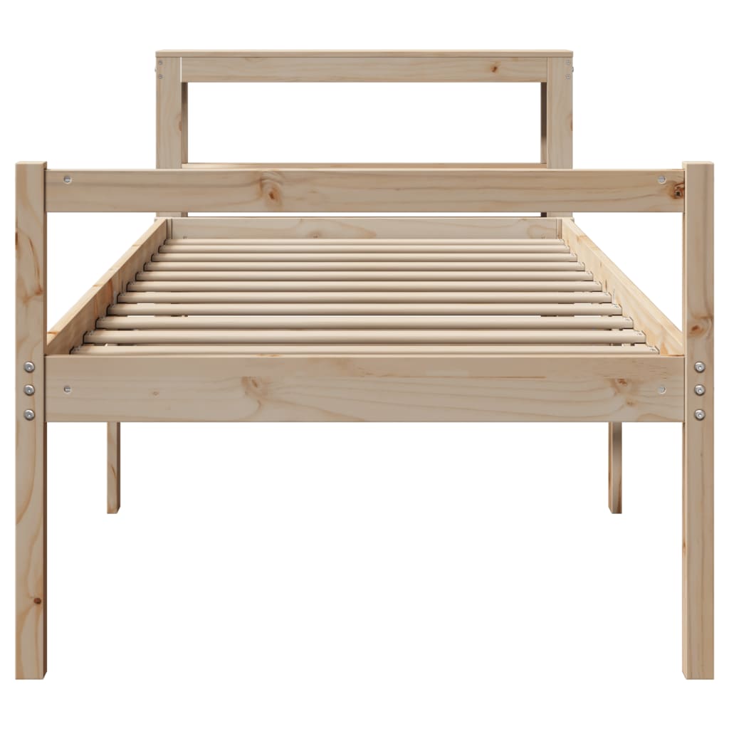 Lit pour personne âgée et tête de lit 75x190 cm bois pin massif - XIOS