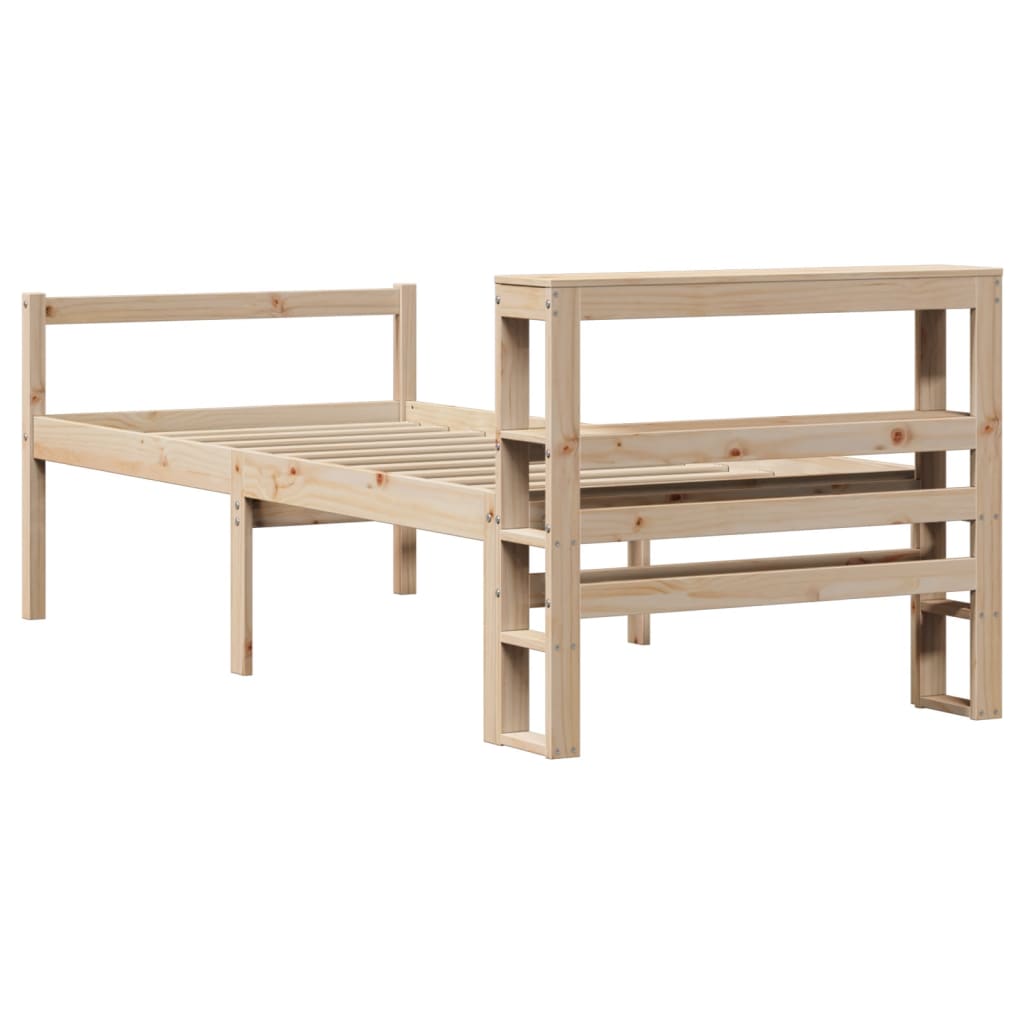 Lit pour personne âgée et tête de lit 75x190 cm bois pin massif - XIOS