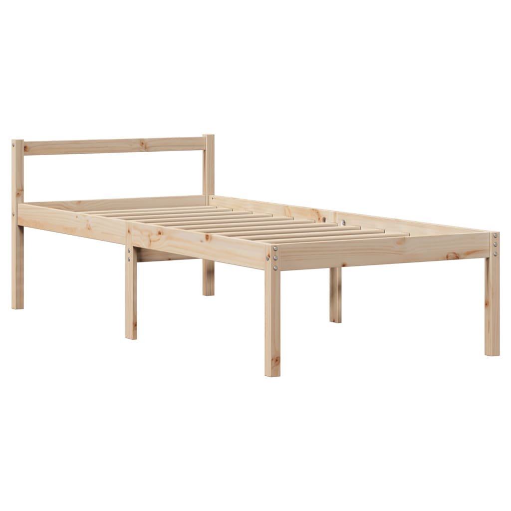 Lit pour personne âgée et tête de lit 75x190 cm bois pin massif - XIOS