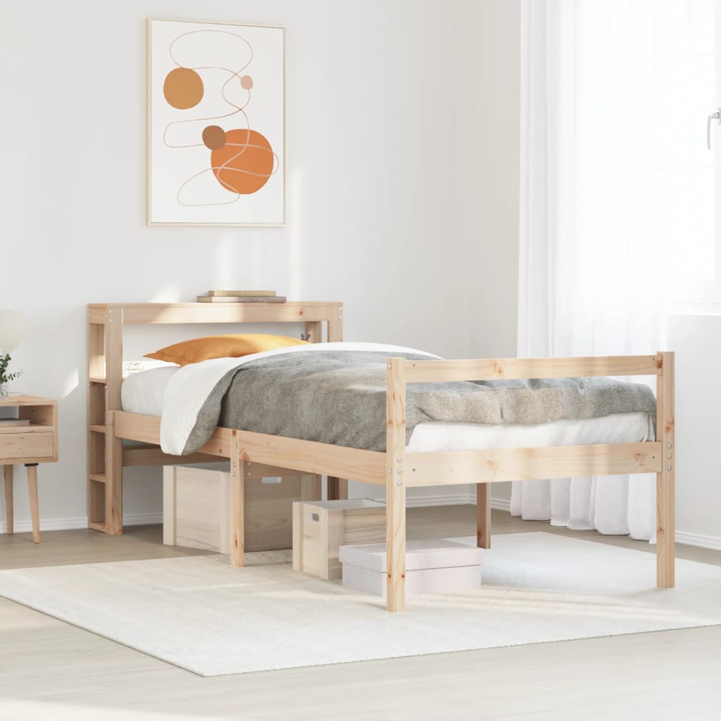 Lit pour personne âgée et tête de lit 75x190 cm bois pin massif - XIOS