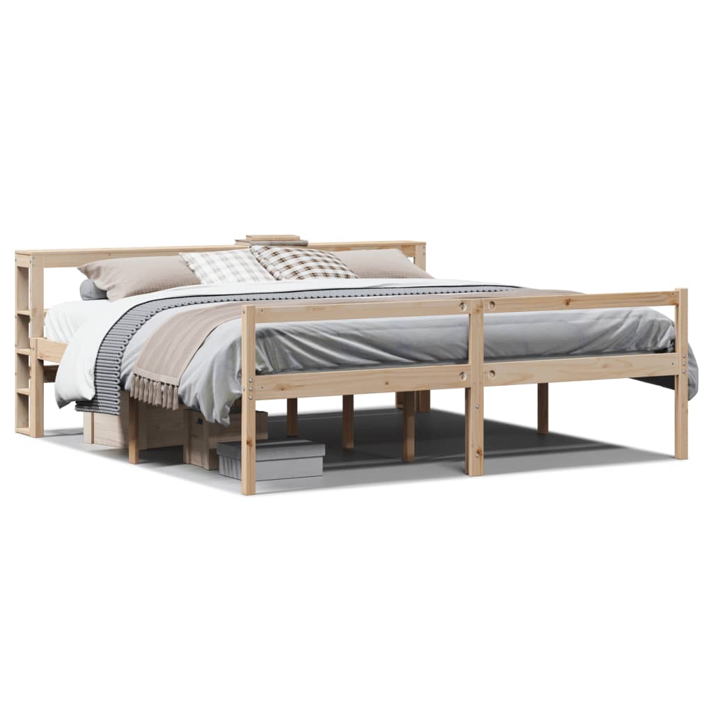 Lit pour personne âgée et tête de lit 200x200cm bois pin massif - XIOS
