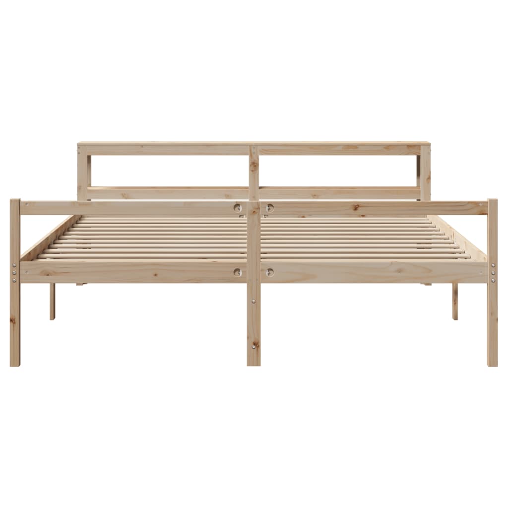 Lit pour personne âgée et tête de lit 200x200cm bois pin massif - XIOS
